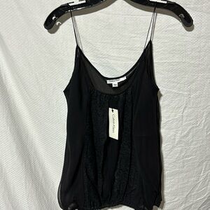 Calvin Klein M black silk spaghetti strap tank lined elastic waist nwt perfect